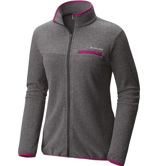 COLUMBIA Women’s Jacket Coat Outerwear Mountain Crest Full Zip Grey Pink Small - Picture 1 of 8